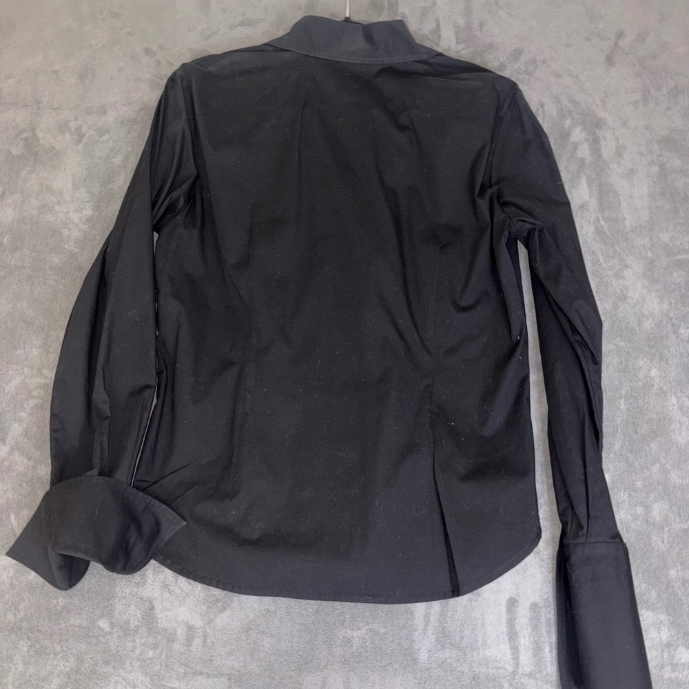 Black Spandex Button Down Shirt Cuffs Cyber Punk